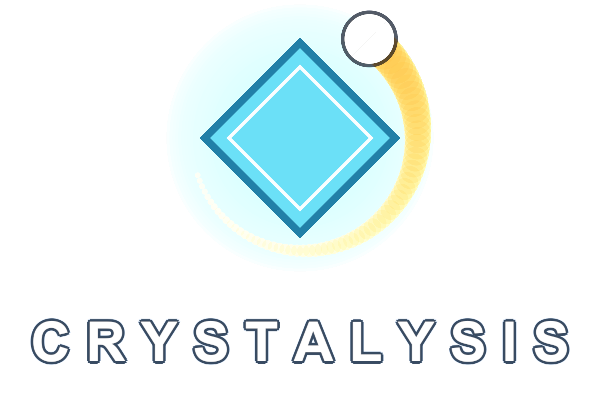 Crystalysis logo, white wordmark